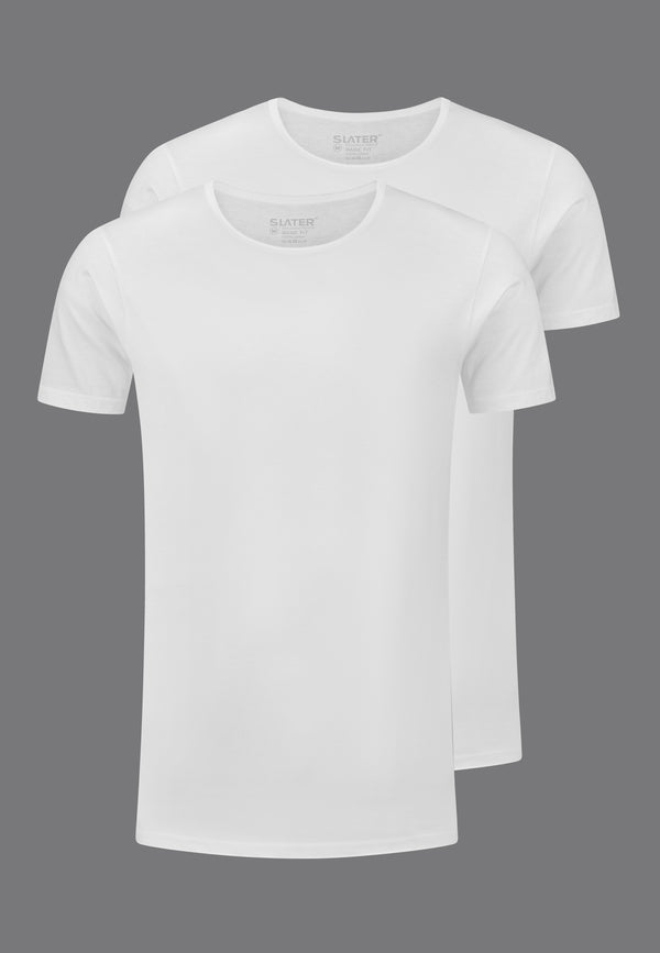 Basic Fit Extra Long Round Neck T shirt White 7cm Slaterstore