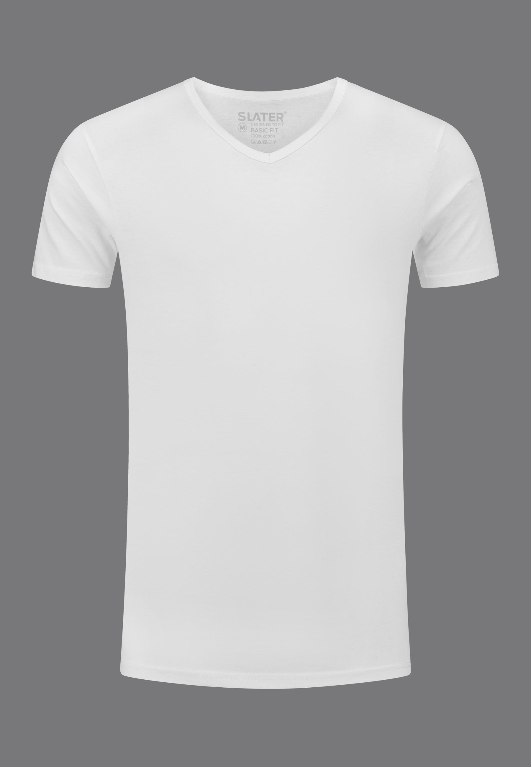 Verwacht het Terughoudendheid US dollar Basic Fit extra Long V Hals T-shirt - Wit (+7cm) - Slaterstore